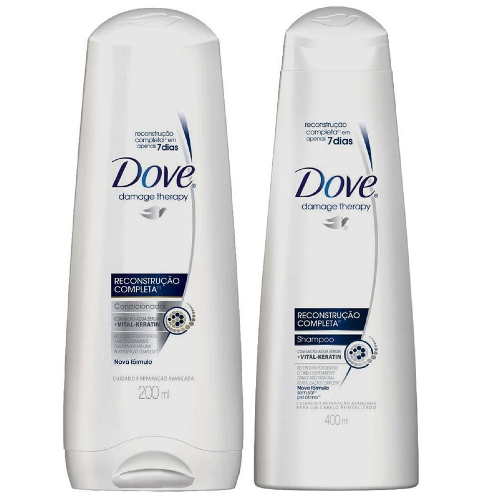 Kit Dove Shampoo 400ml + Condicionador 200ml Reconstrução Completa