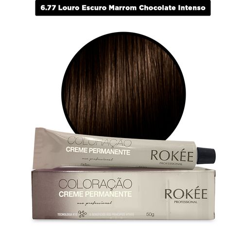 Coloracao-Creme-Permanente-ROKEE-Professional-50g-Louro-Escuro-Marrrom-Chocolate-Intenso-6-77-Fikbella-142508-