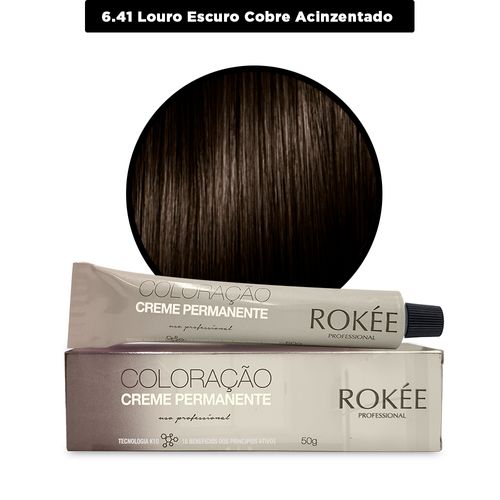 Coloracao-Creme-Permanente-ROKEE-Professional-50g-Louro-Escuro-Cobre-Acinzentado-6-41-Fikbella-142546