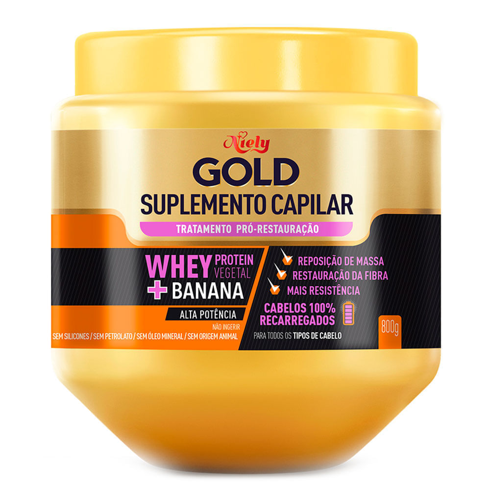 Máscara Suplemento Capilar Whey Niely Gold 800g Fikbella fikbella