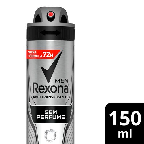 Desodorante Antitranspirante Aerosol Masculino Rexona Sem Perfume 72 horas 150ml