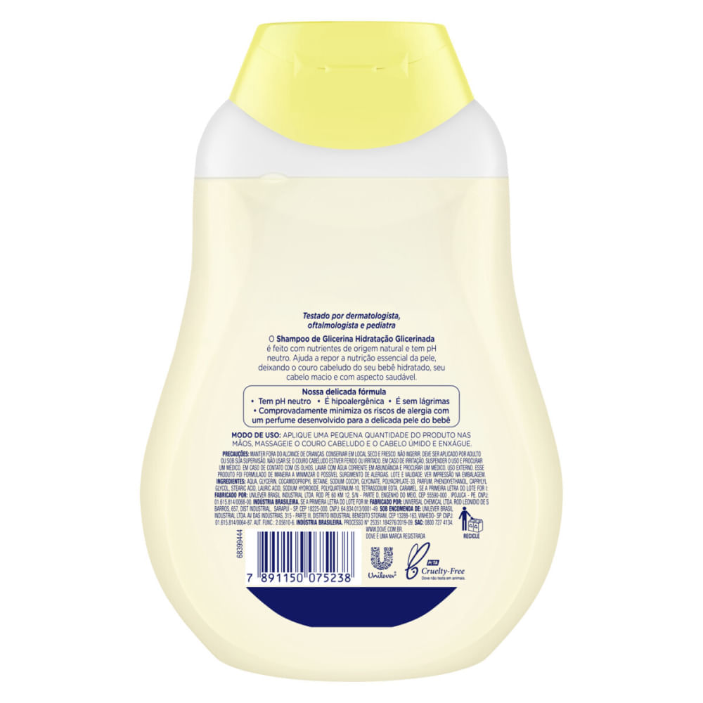 Shampoo de Glicerina Dove Baby Hidratação Glicerinada 400ml fikbella