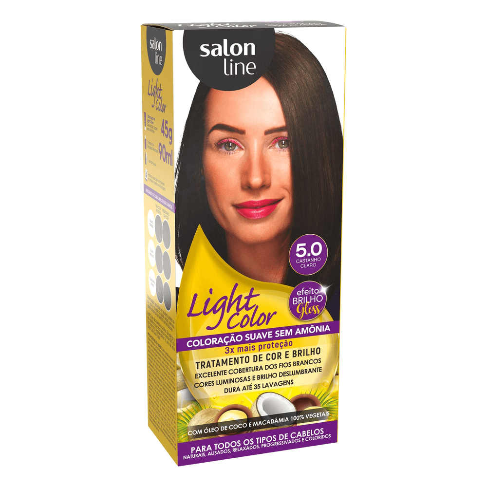 Kit Tintura Light Color Salon Line 5.0 Castanho Claro Fikbella fikbella