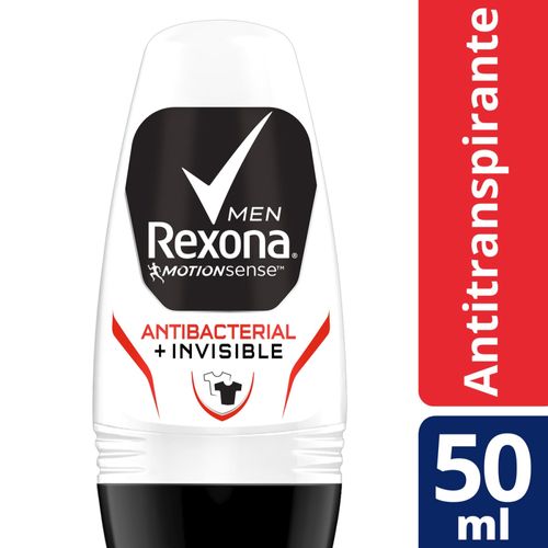 Desodorante Antitranspirante Rexona Masculino Roll On Antibacterial + Invisible 50 ml