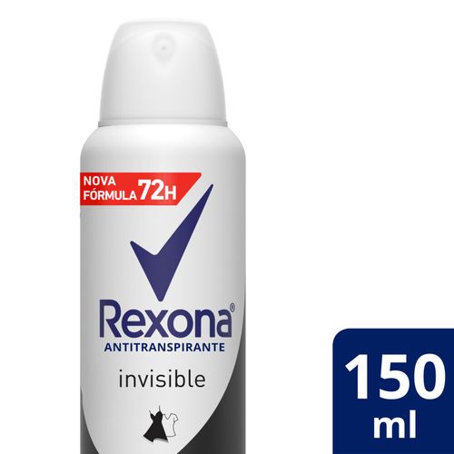 Desodorante Antitranspirante Aerosol Feminino Rexona Invisible 72 horas 150ml