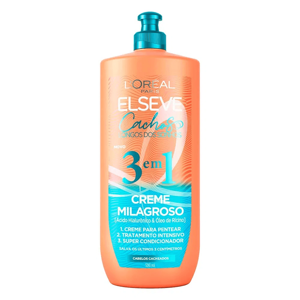 Creme Milagroso 3 em 1 Cachos Longos dos Sonhos Elseve - 500ml ... Creme Milagroso 3 em 1 Cachos Longos dos Sonhos Elseve - 500ml ...
